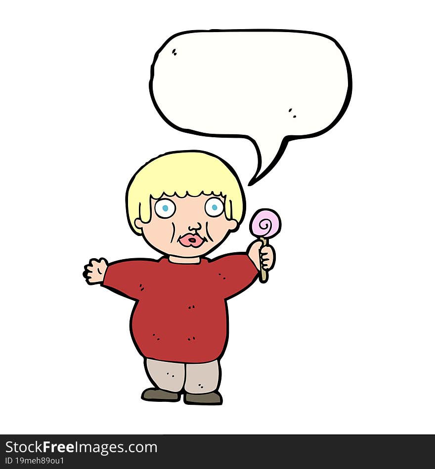 Cartoon Fat Child With Speech Bubble