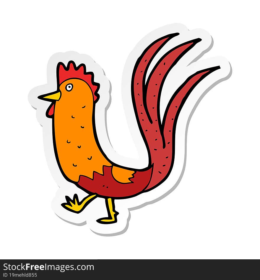 Sticker Of A Cartoon Cockerel