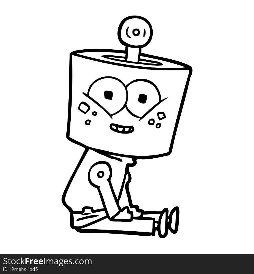 happy cartoon robot. happy cartoon robot