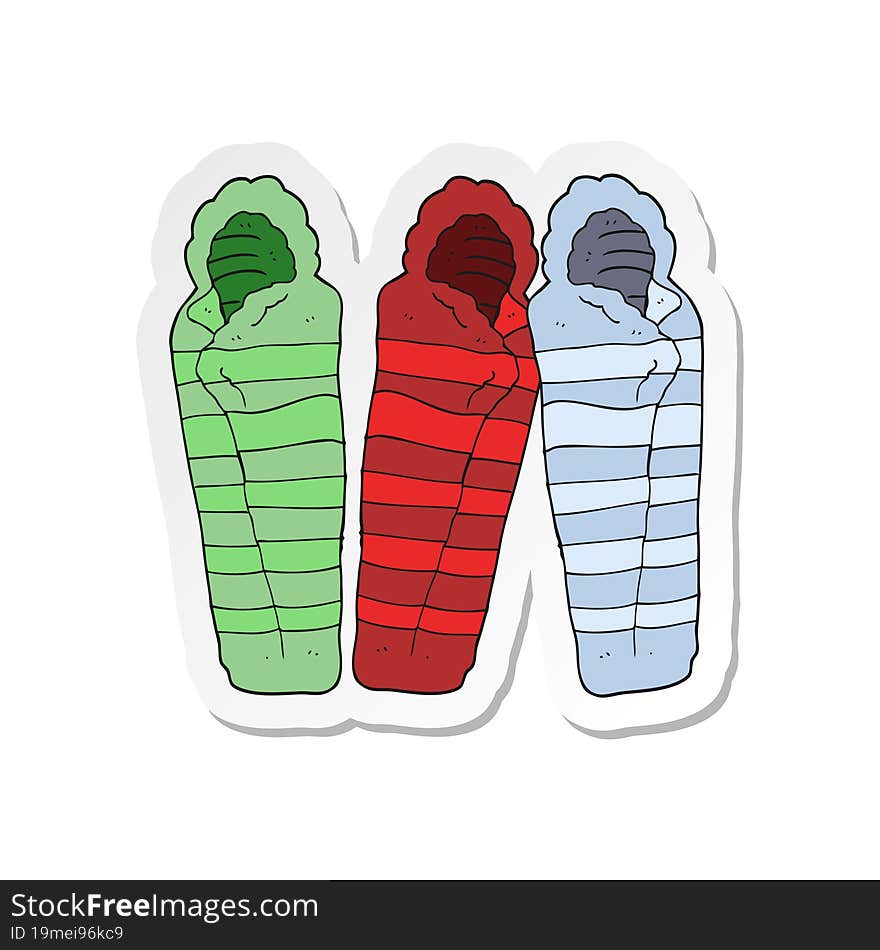 Sticker Of A Cartoon Sleeping Bags