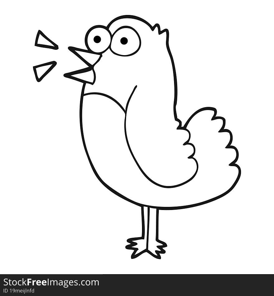 black and white cartoon bird