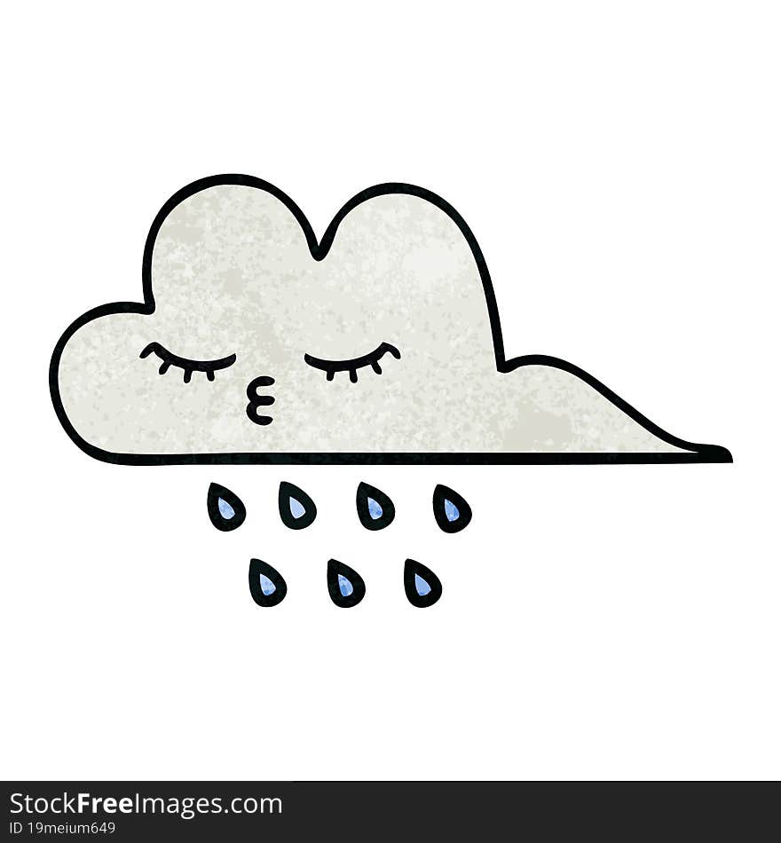 retro grunge texture cartoon of a rain cloud