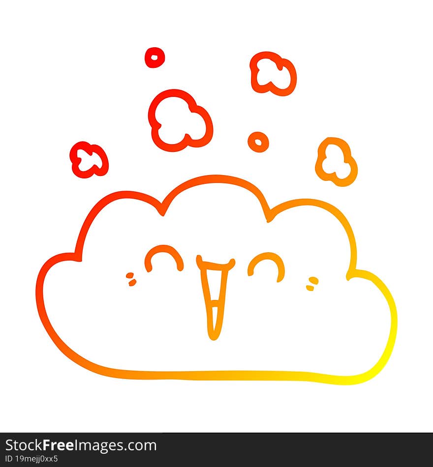 Warm Gradient Line Drawing Cartoon Smoke Cloud