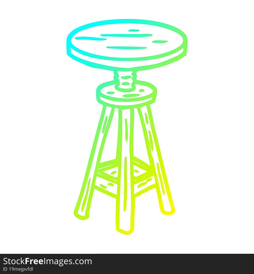 cold gradient line drawing of a adjustable artist stool