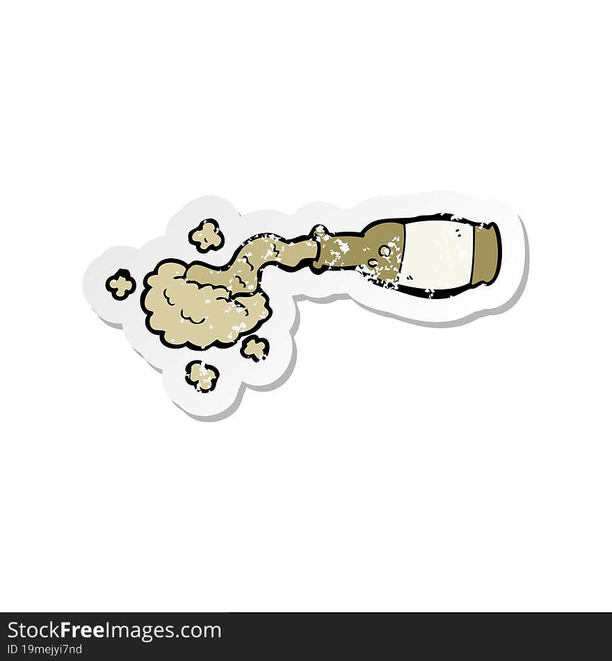 Retro Distressed Sticker Of A Cartoon Spilled Beer