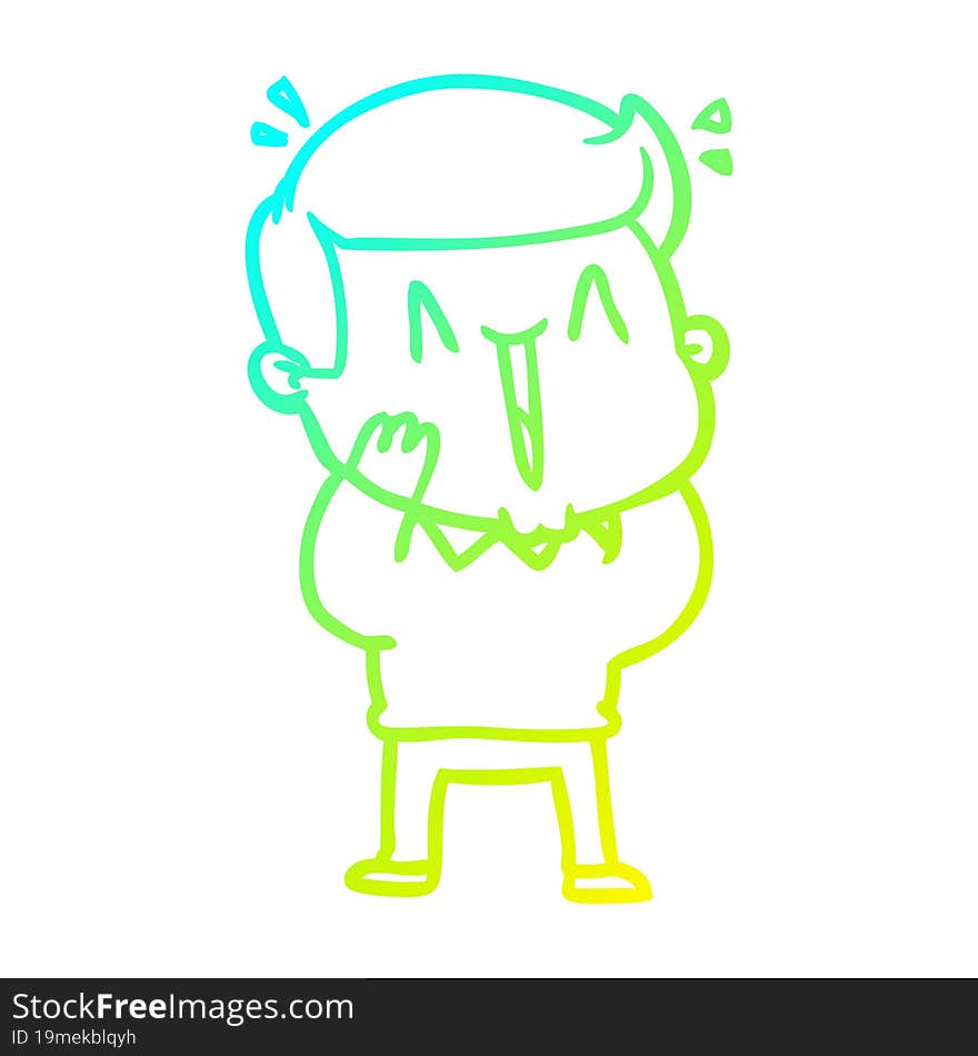 cold gradient line drawing cartoon excited man