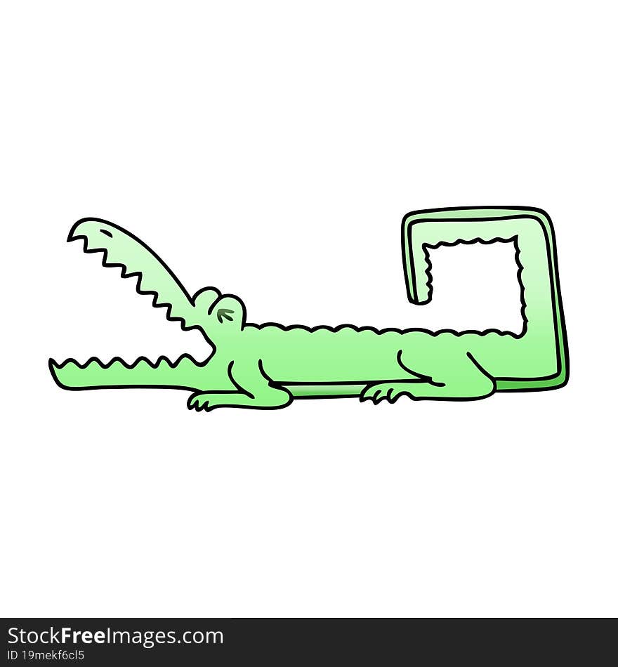 quirky gradient shaded cartoon crocodile