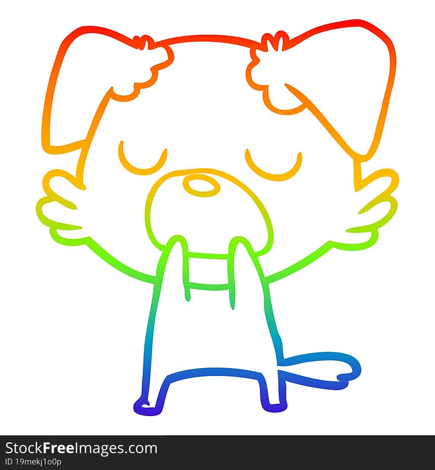 Rainbow Gradient Line Drawing Cartoon Dog