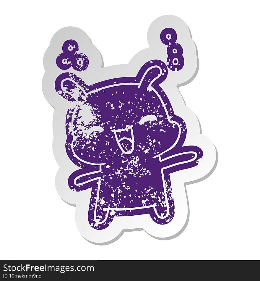 distressed old sticker kawaii cute happy alien