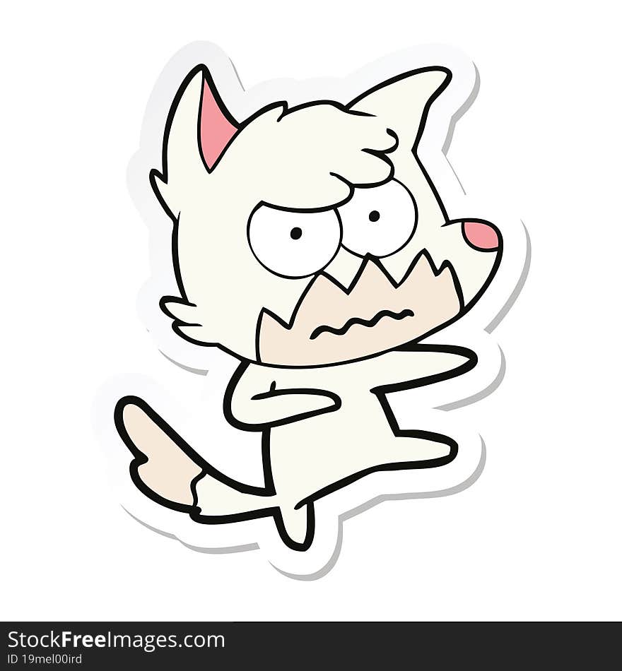 Sticker Of A Cartoon Annoyed Fox