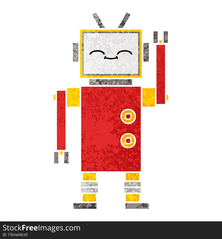 Retro Illustration Style Cartoon Robot