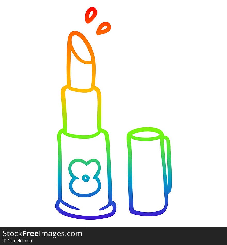 rainbow gradient line drawing of a cartoon lipstick