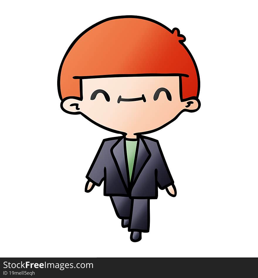 gradient cartoon of cute kawaii boy in suit