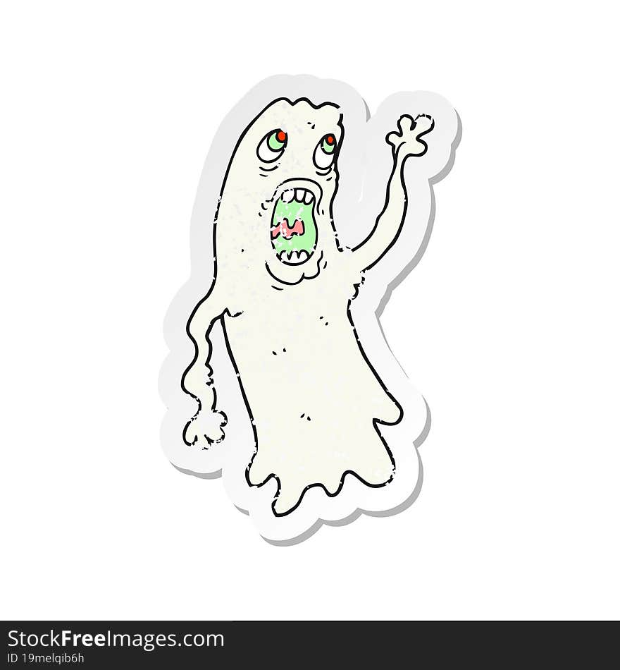 retro distressed sticker of a cartoon ghost