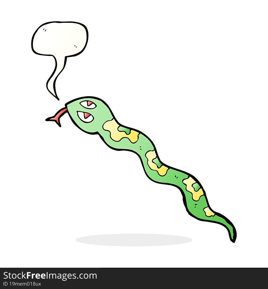 cartoon hissing snake with speech bubble