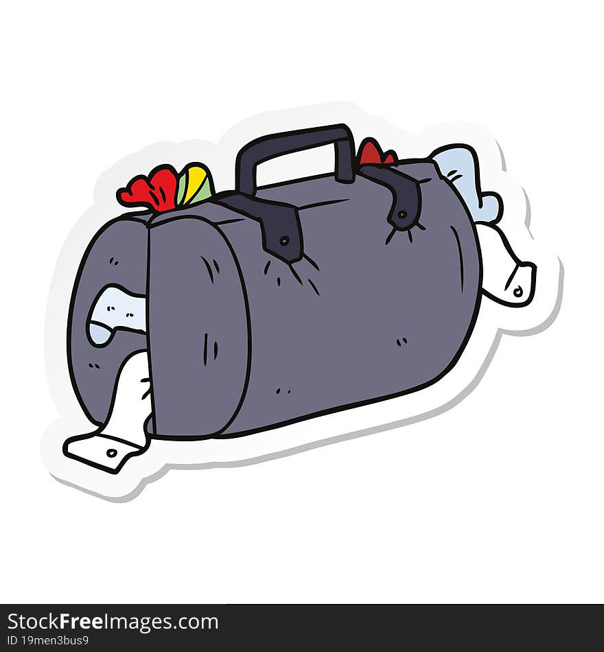 Sticker Of A Cartoon Luggage