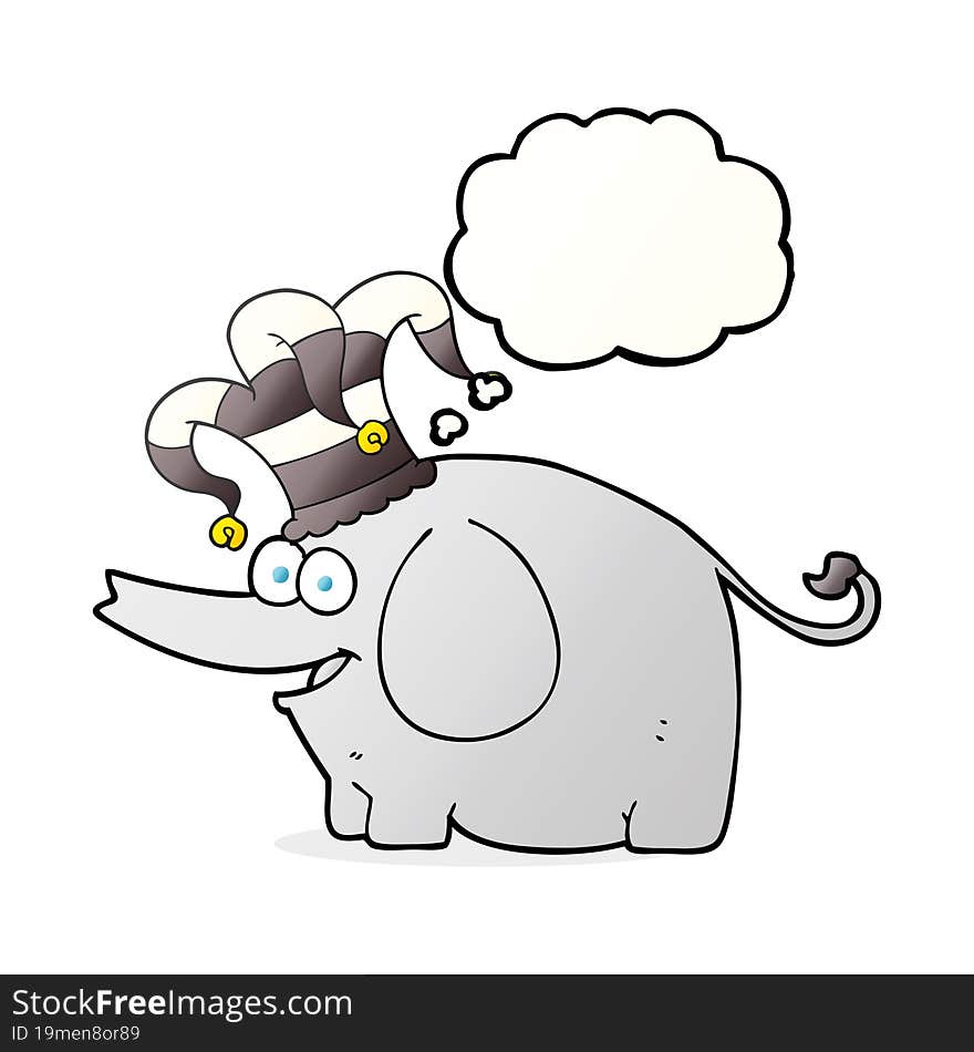 thought bubble cartoon elephant wearing circus hat