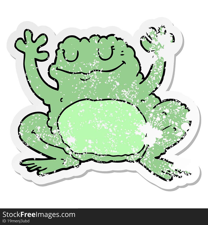 Distressed Sticker Of A Cartoon Frog