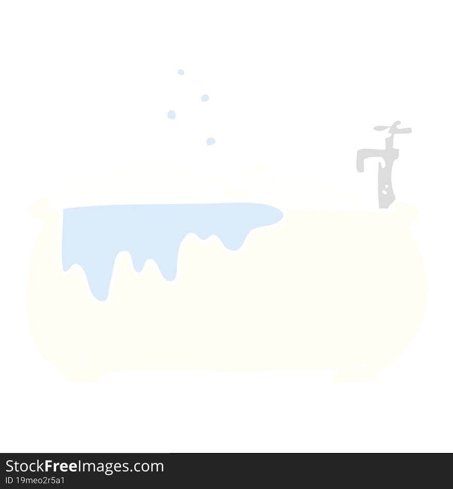 flat color illustration of a cartoon bath