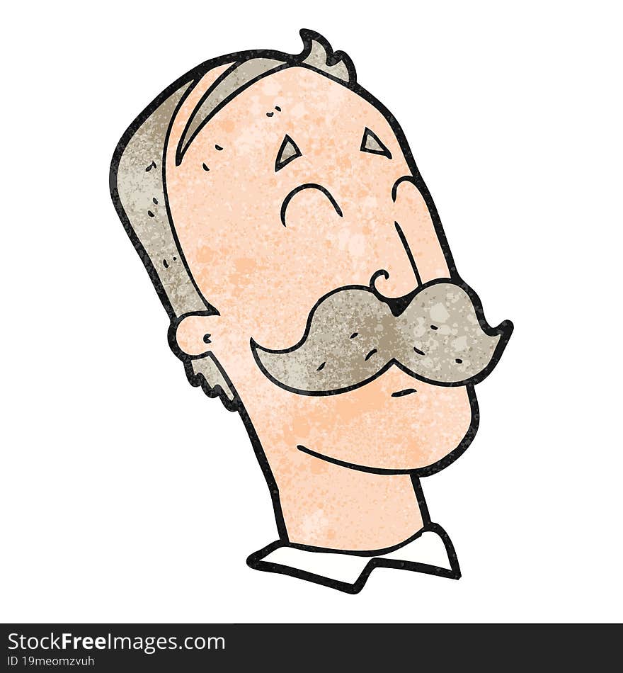 Textured Cartoon Ageing Man With Mustache