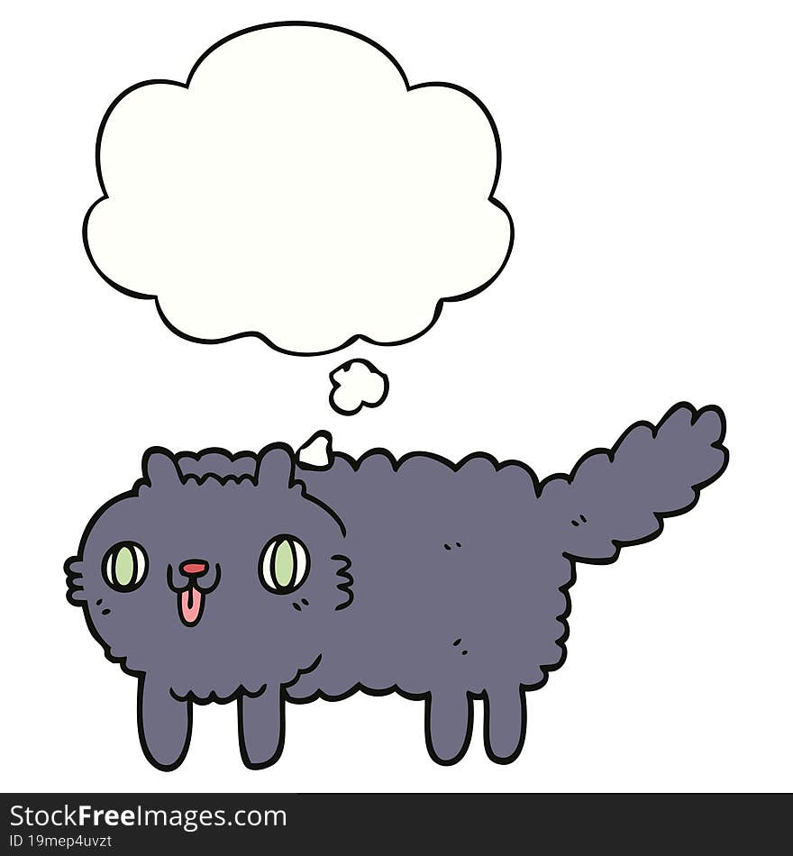 cartoon cat with thought bubble. cartoon cat with thought bubble