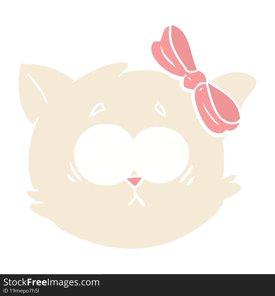 Worried Flat Color Style Cartoon Cat Face