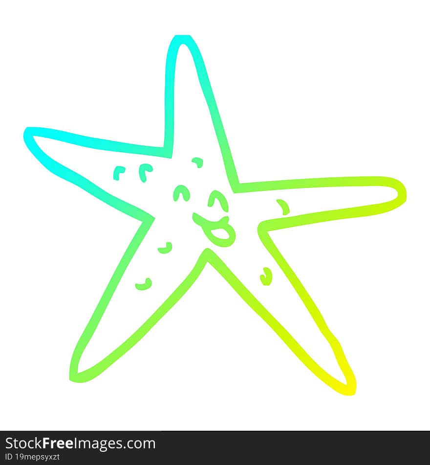 cold gradient line drawing cartoon happy star fish