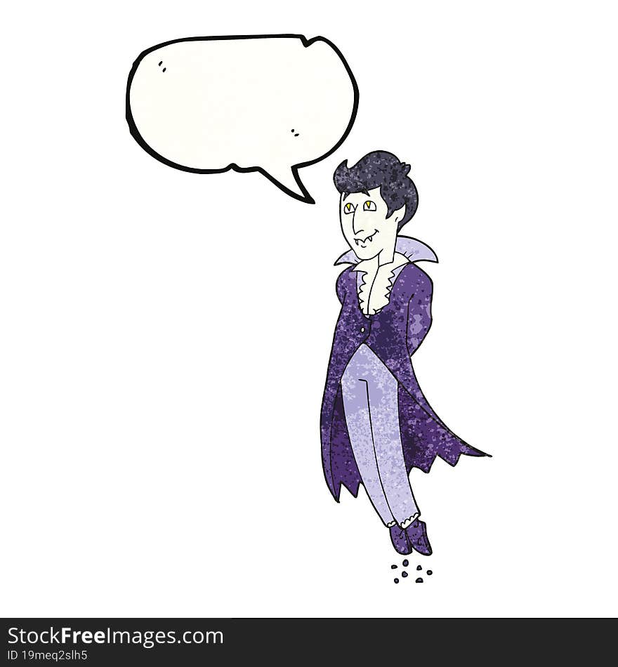 speech bubble textured cartoon vampire