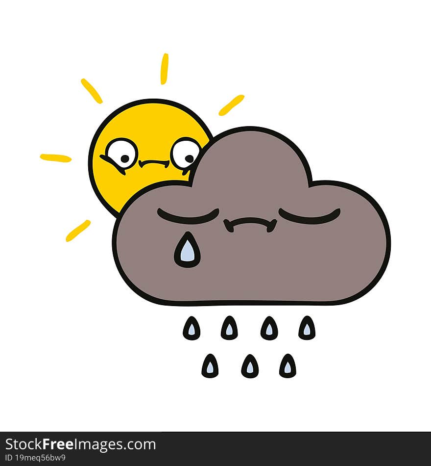 cute cartoon storm cloud and sun