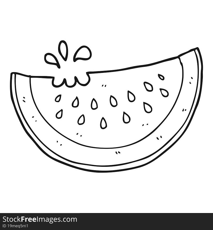 black and white cartoon melon slice