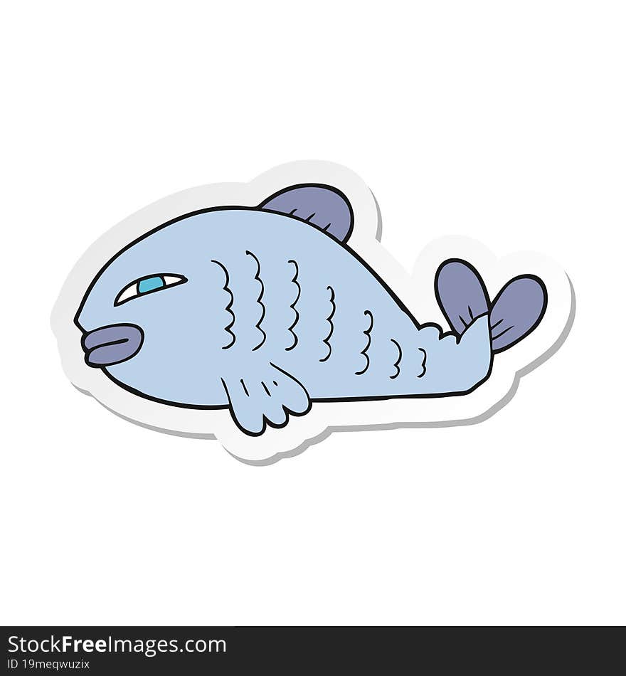 sticker of a cartoon fish