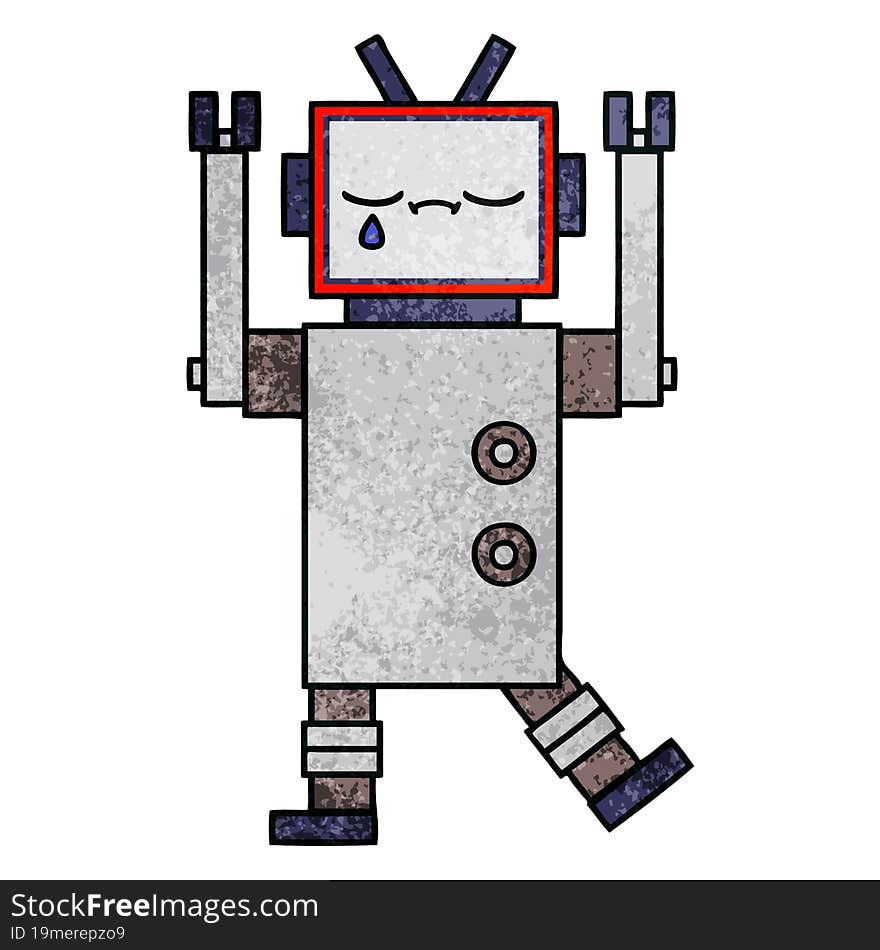 Retro Grunge Texture Cartoon Robot