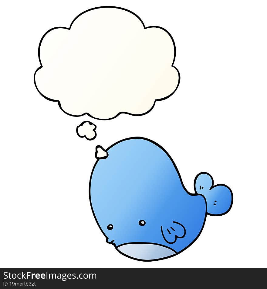 Cartoon Whale And Thought Bubble In Smooth Gradient Style