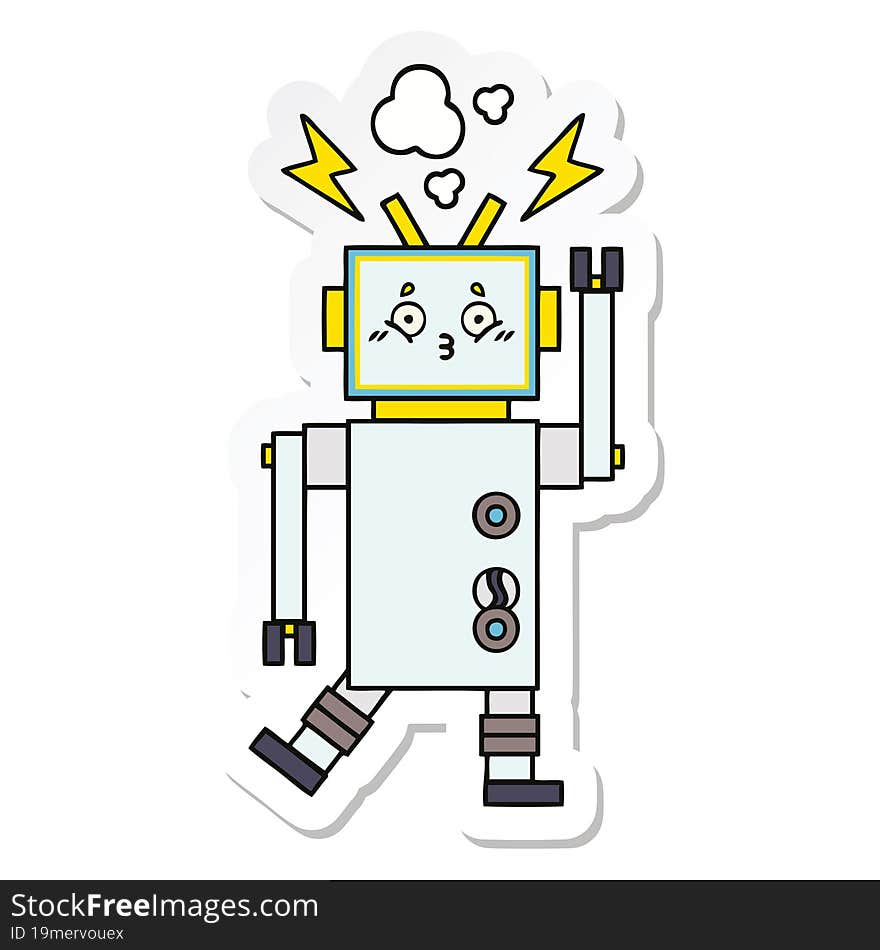 Sticker Of A Cute Cartoon Robot