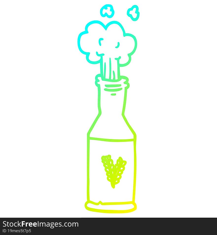 Cold Gradient Line Drawing Cartoon Bottle Of Beer