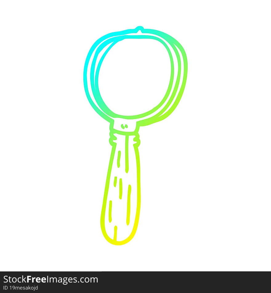 cold gradient line drawing cartoon magnifying glass