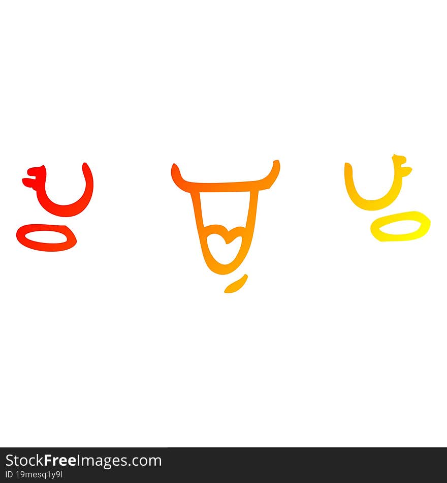 warm gradient line drawing of a cute happy face cartoon