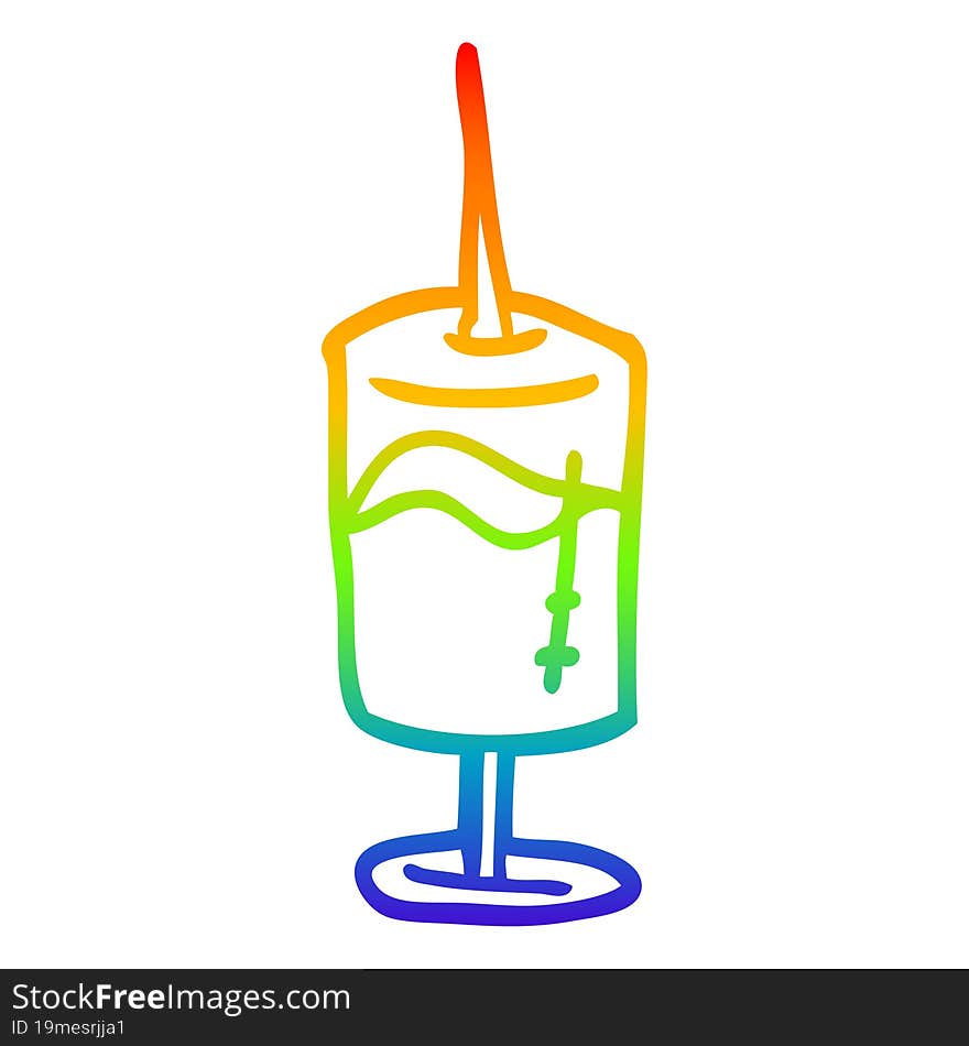 rainbow gradient line drawing cartoon medical syringe