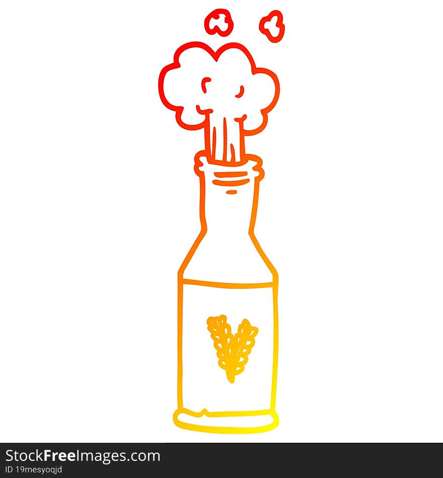 warm gradient line drawing cartoon bottle of beer