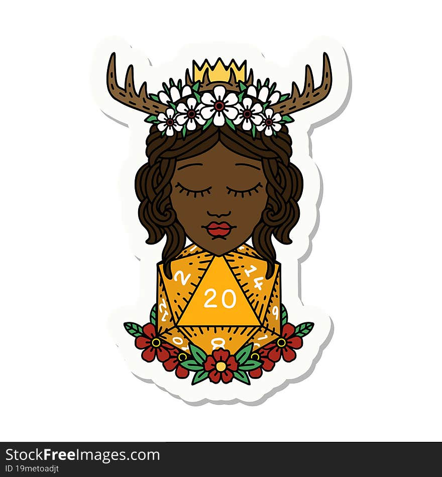 Human Druid With Natural Twenty Dice Roll Sticker