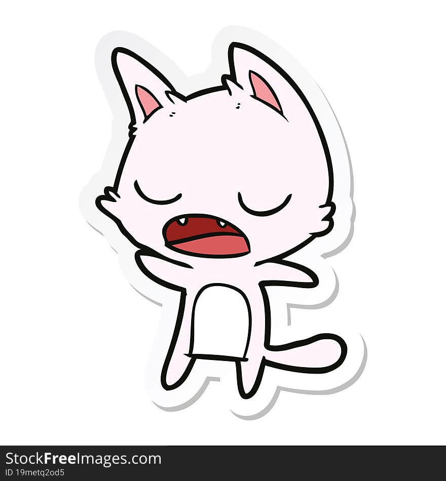 sticker of a talking cat cartoon