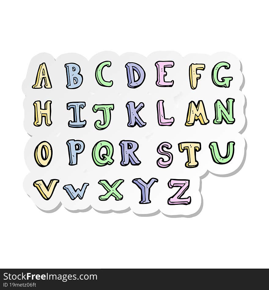 Sticker Of A Cartoon Alphabet