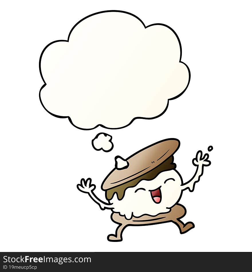 smore cartoon and thought bubble in smooth gradient style