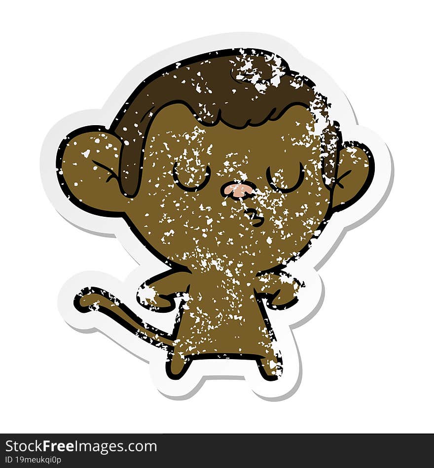 distressed sticker of a cartoon monkey