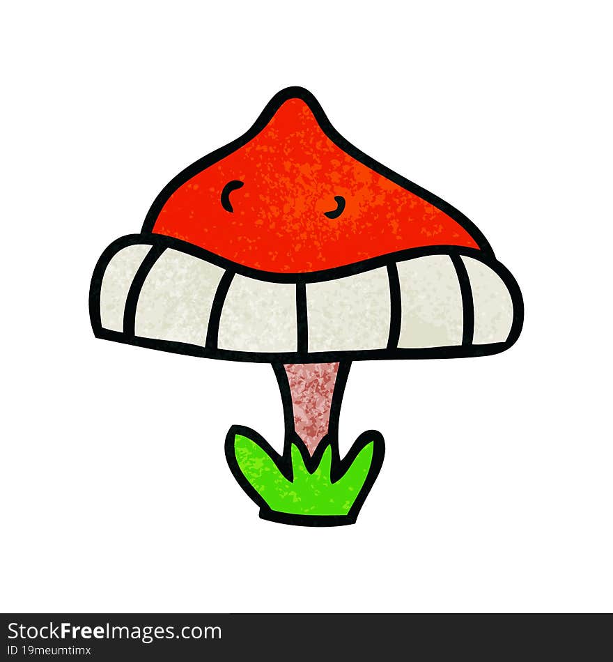 hand drawn textured cartoon doodle of a single toadstool