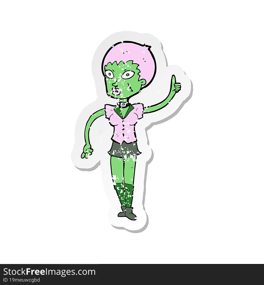 retro distressed sticker of a cartoon halloween girl