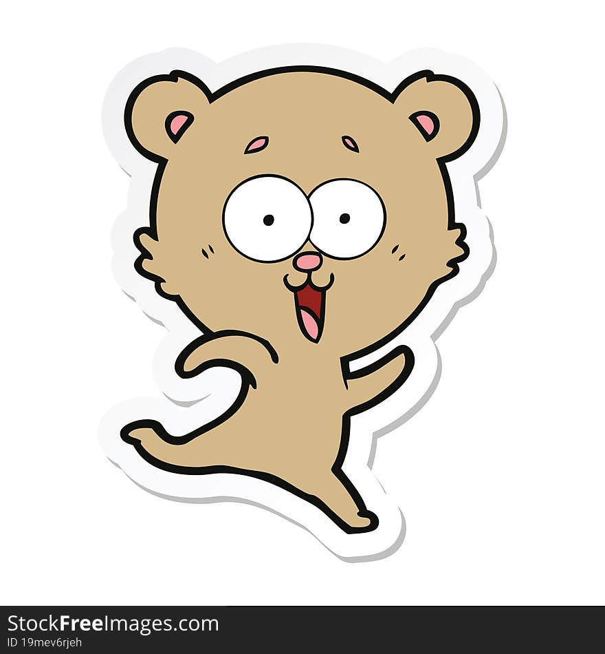 sticker of a laughing teddy  bear cartoon