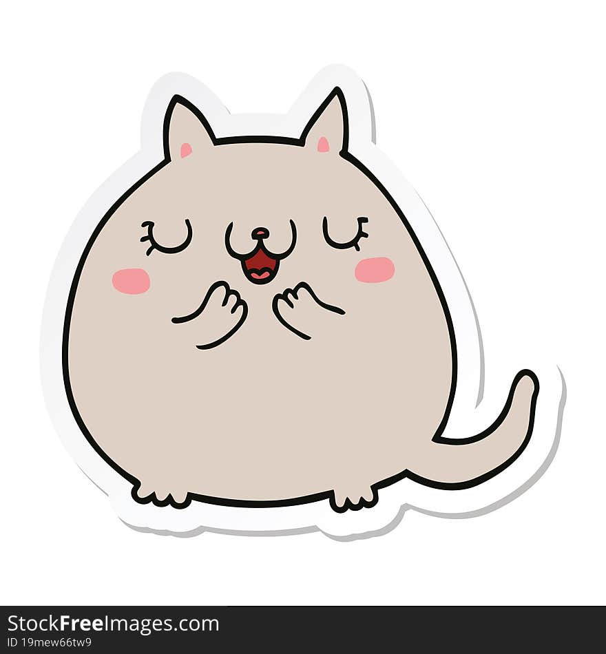 sticker of a cartoon cute cat