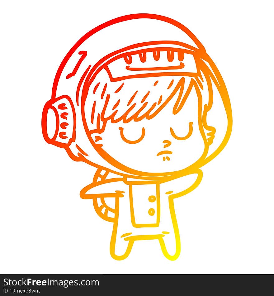 warm gradient line drawing of a cartoon astronaut woman