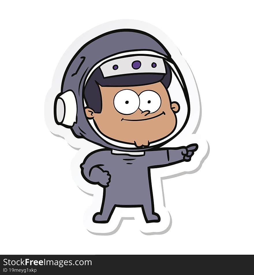 sticker of a happy astronaut cartoon